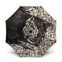 Fenrir Umbrella with Norse Symbols and Howling Wolf Viking Mythology Tribute - Wonder Print Shop