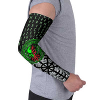 Flaming Skull Arm Sleeves with Green Runes and Norse Symbols Viking Warrior Tribute - Wonder Print Shop