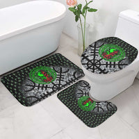 Flaming Skull Bathroom Set with Green Runes and Norse Symbols Viking Warrior Tribute - Wonder Print Shop