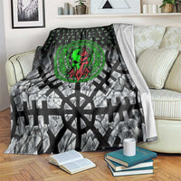 Flaming Skull Blanket with Green Runes and Norse Symbols Viking Warrior Tribute - Wonder Print Shop
