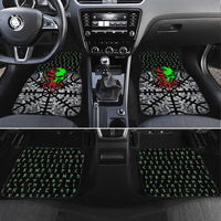 Flaming Skull Car Mats with Green Runes and Norse Symbols Viking Warrior Tribute - Wonder Print Shop