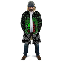Flaming Skull Cloak with Green Runes and Norse Symbols Viking Warrior Tribute - Wonder Print Shop