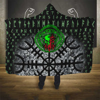 Flaming Skull Hooded Blanket with Green Runes and Norse Symbols Viking Warrior Tribute - Wonder Print Shop