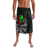 Flaming Skull Lavalava with Green Runes and Norse Symbols Viking Warrior Tribute - Wonder Print Shop