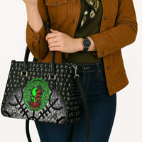 Flaming Skull Leather Bag with Green Runes and Norse Symbols Viking Warrior Tribute - Wonder Print Shop