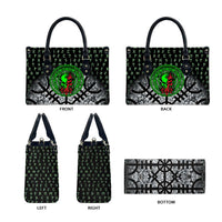 Flaming Skull Leather Bag with Green Runes and Norse Symbols Viking Warrior Tribute - Wonder Print Shop