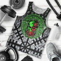 Flaming Skull Men Tank Top with Green Runes and Norse Symbols Viking Warrior Tribute - Wonder Print Shop