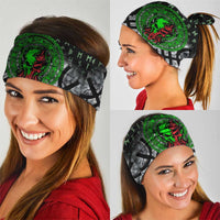 Flaming Skull Neck Gaiter with Green Runes and Norse Symbols Viking Warrior Tribute - Wonder Print Shop