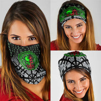 Flaming Skull Neck Gaiter with Green Runes and Norse Symbols Viking Warrior Tribute - Wonder Print Shop