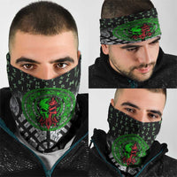 Flaming Skull Neck Gaiter with Green Runes and Norse Symbols Viking Warrior Tribute - Wonder Print Shop