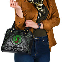 Flaming Skull Shoulder Handbag with Green Runes and Norse Symbols Viking Warrior Tribute - Wonder Print Shop