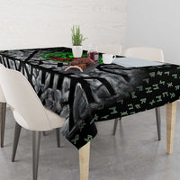 Flaming Skull Tablecloth with Green Runes and Norse Symbols Viking Warrior Tribute - Wonder Print Shop