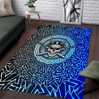 Viking Skull Area Rug with Horned Helmet and Swords Nordic Warrior Tribute - Wonder Print Shop