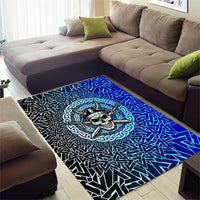 Viking Skull Area Rug with Horned Helmet and Swords Nordic Warrior Tribute - Wonder Print Shop
