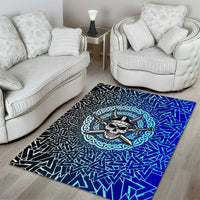 Viking Skull Area Rug with Horned Helmet and Swords Nordic Warrior Tribute - Wonder Print Shop
