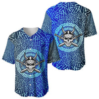 Viking Skull Baseball Jersey with Horned Helmet and Swords Nordic Warrior Tribute - Wonder Print Shop