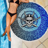 Viking Skull Beach Blanket with Horned Helmet and Swords Nordic Warrior Tribute - Wonder Print Shop