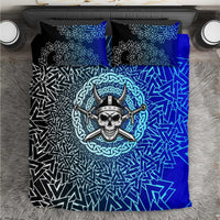 Viking Skull Bedding Set with Horned Helmet and Swords Nordic Warrior Tribute - Wonder Print Shop