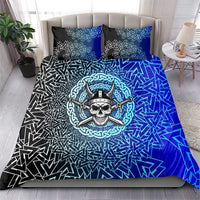 Viking Skull Bedding Set with Horned Helmet and Swords Nordic Warrior Tribute - Wonder Print Shop