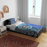 Viking Skull Bedding Set with Horned Helmet and Swords Nordic Warrior Tribute - Wonder Print Shop