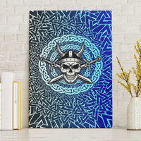 Viking Skull Canvas Wall Art with Horned Helmet and Swords Nordic Warrior Tribute - Wonder Print Shop