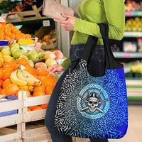 Viking Skull Grocery Bag with Horned Helmet and Swords Nordic Warrior Tribute - Wonder Print Shop