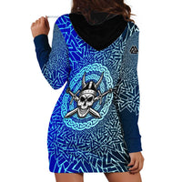Viking Skull Hoodie Dress with Horned Helmet and Swords Nordic Warrior Tribute - Wonder Print Shop