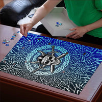 Viking Skull Puzzle with Horned Helmet and Swords Nordic Warrior Tribute - Wonder Print Shop