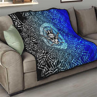 Viking Skull Quilt with Horned Helmet and Swords Nordic Warrior Tribute - Wonder Print Shop