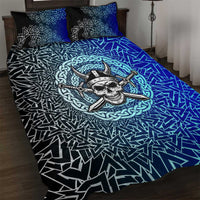 Viking Skull Quilt Bed Set with Horned Helmet and Swords Nordic Warrior Tribute - Wonder Print Shop