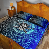Viking Skull Quilt Bed Set with Horned Helmet and Swords Nordic Warrior Tribute - Wonder Print Shop
