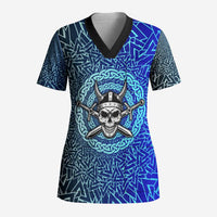 Viking Skull Scrub Top with Horned Helmet and Swords Nordic Warrior Tribute - Wonder Print Shop