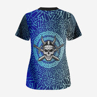 Viking Skull Scrub Top with Horned Helmet and Swords Nordic Warrior Tribute - Wonder Print Shop
