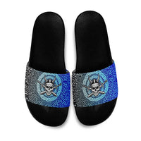 Viking Skull Slide Sandals with Horned Helmet and Swords Nordic Warrior Tribute - Wonder Print Shop
