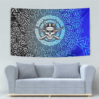 Viking Skull Tapestry with Horned Helmet and Swords Nordic Warrior Tribute - Wonder Print Shop