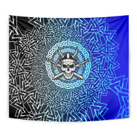 Viking Skull Tapestry with Horned Helmet and Swords Nordic Warrior Tribute - Wonder Print Shop