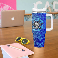 Viking Skull Tumbler With Handle with Horned Helmet and Swords Nordic Warrior Tribute - Wonder Print Shop