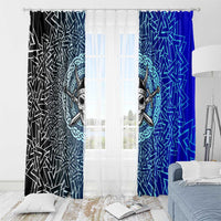 Viking Skull Window Curtain with Horned Helmet and Swords Nordic Warrior Tribute - Wonder Print Shop