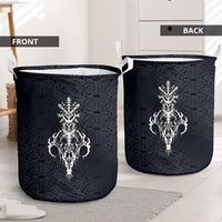 Runic Skull Laundry Basket with Nordic Symbols and Knot Pattern Viking Heritage Tribute - Wonder Print Shop