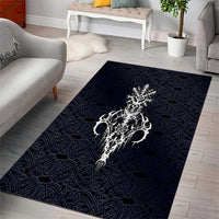Runic Skull Area Rug with Nordic Symbols and Knot Pattern Viking Heritage Tribute - Wonder Print Shop
