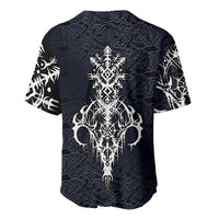 Runic Skull Baseball Jersey with Nordic Symbols and Knot Pattern Viking Heritage Tribute - Wonder Print Shop