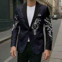 Runic Skull Blazer with Nordic Symbols and Knot Pattern Viking Heritage Tribute - Wonder Print Shop