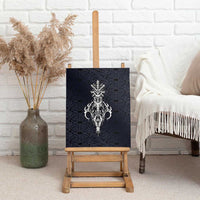 Runic Skull Canvas Wall Art with Nordic Symbols and Knot Pattern Viking Heritage Tribute - Wonder Print Shop
