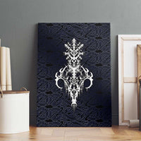 Runic Skull Canvas Wall Art with Nordic Symbols and Knot Pattern Viking Heritage Tribute - Wonder Print Shop