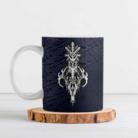 Runic Skull Ceramic Mug with Nordic Symbols and Knot Pattern Viking Heritage Tribute - Wonder Print Shop