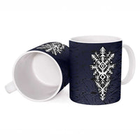 Runic Skull Ceramic Mug with Nordic Symbols and Knot Pattern Viking Heritage Tribute - Wonder Print Shop