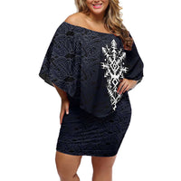 Runic Skull Family Matching Off Shoulder Short Dress and Hawaiian Shirt with Nordic Symbols and Knot Pattern Viking Heritage Tribute - Wonder Print Shop