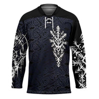 Runic Skull Hockey Jersey with Nordic Symbols and Knot Pattern Viking Heritage Tribute - Wonder Print Shop