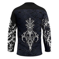 Runic Skull Hockey Jersey with Nordic Symbols and Knot Pattern Viking Heritage Tribute - Wonder Print Shop