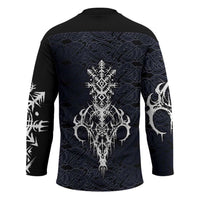 Runic Skull Hockey Jersey with Nordic Symbols and Knot Pattern Viking Heritage Tribute - Wonder Print Shop